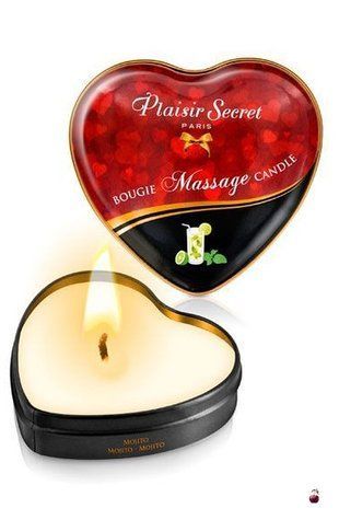 Масажна свічка-серце Plaisirs Secrets Mojito (35 мл), масажна олія SO1869 фото