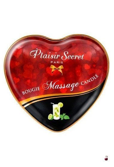 Масажна свічка-серце Plaisirs Secrets Mojito (35 мл), масажна олія SO1869 фото