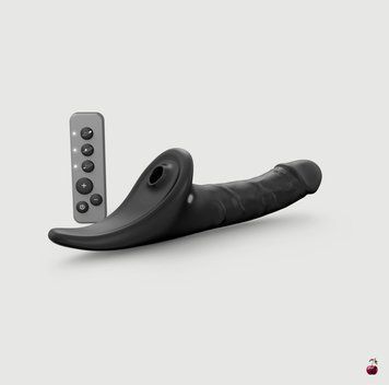 Страпони Strap-On-Me Multi Orgasm Realistic Dildo M Black з вакуумною стимуляцією SX4035 фото
