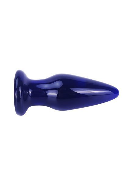 Скляна анальна пробка із вібрацією ToyJoy Buttocks конічної форми, синя TJ10216 фото