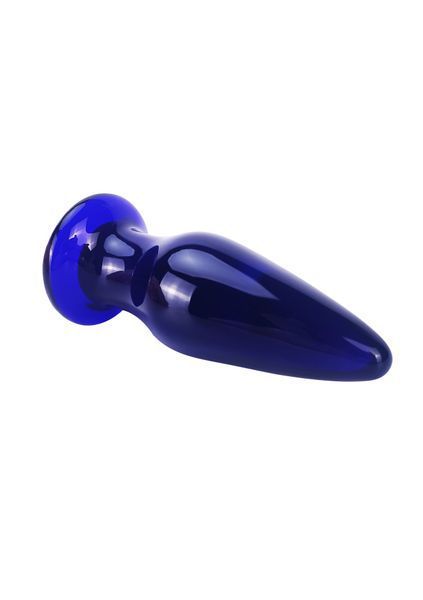 Скляна анальна пробка із вібрацією ToyJoy Buttocks конічної форми, синя TJ10216 фото