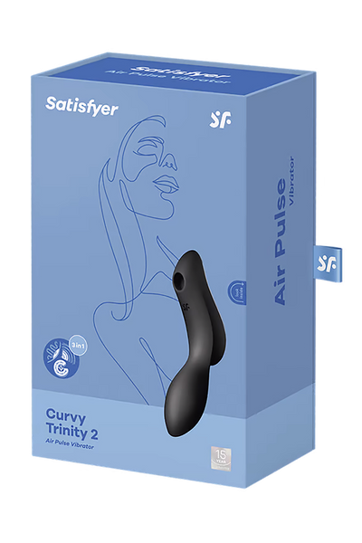 Подвійний вібратор із вакуумною стимуляцією SATISFYER CURVY TRINITY 2 чорний T360396 фото