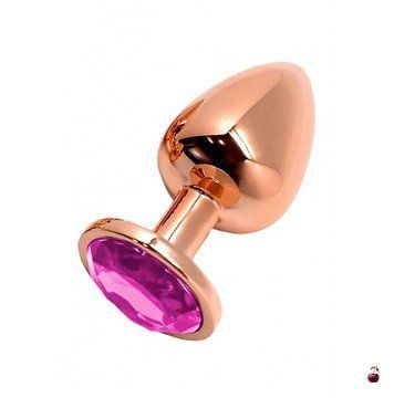 Анальна пробка Wooomy Tralalo Rose Gold Metal Plug Magenta L, метал SO7425 фото