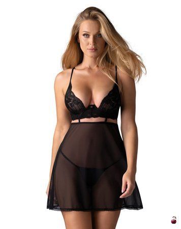 Еротична жіноча білизна Obsessive Nutris babydoll & thong, комплект SX1163 фото