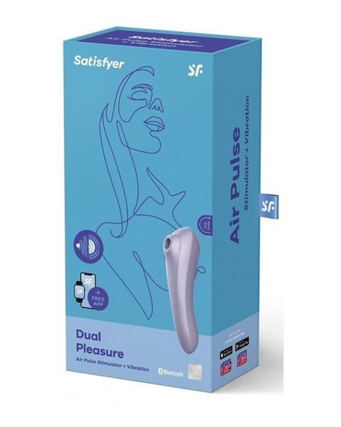 Подвійний смарт вібратор із вакуумною стимуляцією Satisfyer Dual Pleasure бузковий T360133 фото