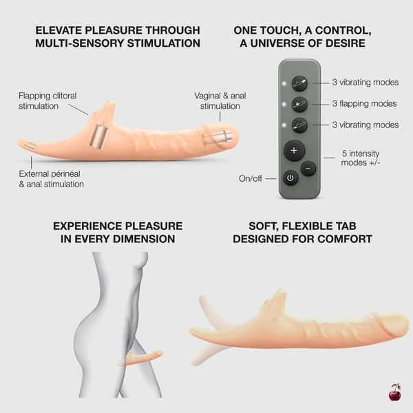 Страпони Strap-On-Me Multi Orgasm Realistic Dildo L Vanilla з вакуумною стимуляцією SX4037 фото