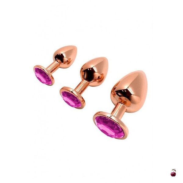 Анальна пробка Wooomy Tralalo Rose Gold Metal Plug Magenta L, метал SO7425 фото