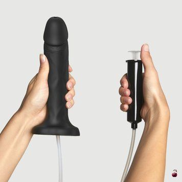 Strap-On-Me Realistic Black 3.9 см Фалоімітатор з еякуляцією SO9017 фото