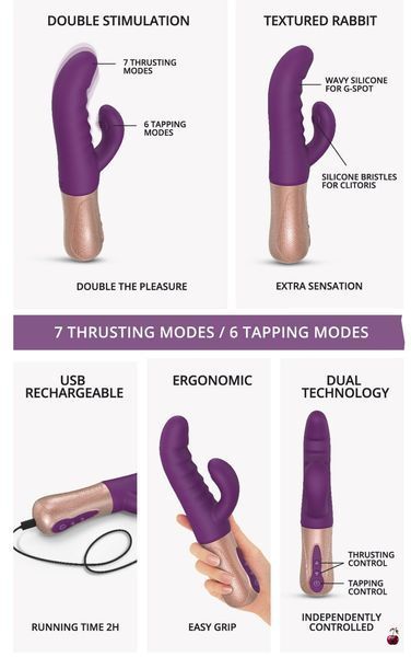 Вібратор подвійний Love To Love SASSY BUNNY PURPLE RAIN, з кроликом SO6238 фото
