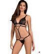 Obsessive Mixty teddy чорний L/XL, ажурний боді, колір прозорий