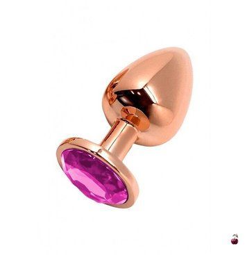 Анальна пробка Wooomy Tralalo Rose Gold Metal Plug Magenta M, метал SO7427 фото