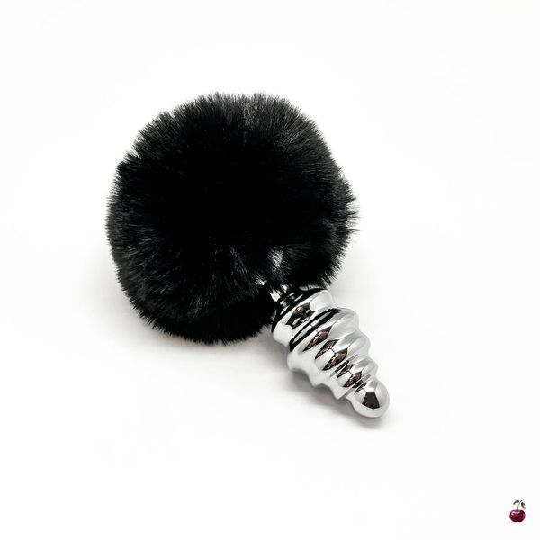 Анальна пробка з хвостом Alive Fluffy Twist Plug M Black SO6309 фото