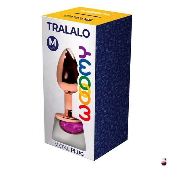 Анальна пробка Wooomy Tralalo Rose Gold Metal Plug Magenta M, метал SO7427 фото