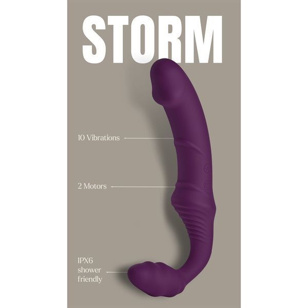 Безремінний вібрострапон Dream Toys Storm з пультом дистанційного керування, фіолетовий DT22265 фото
