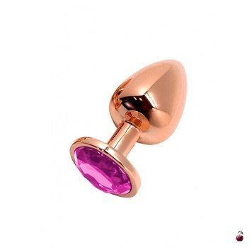 Анальна пробка Wooomy Tralalo Rose Gold Metal Plug Magenta S, метал SO7429 фото