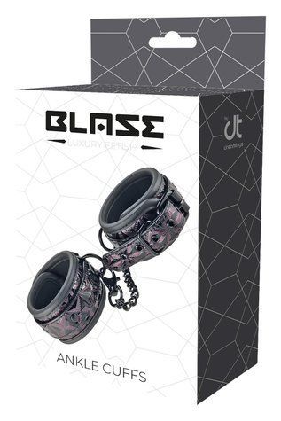 Аксесуари BDSM: поножі BLAZE Luxury Fetish на ланцюжку, чорні, з тисненням DT21270 фото