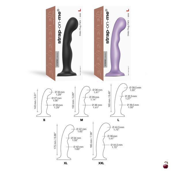 Strap-On-Me Dildo Plug P&G Lilas Metallic M, потрійна стимуляція SO7821 фото