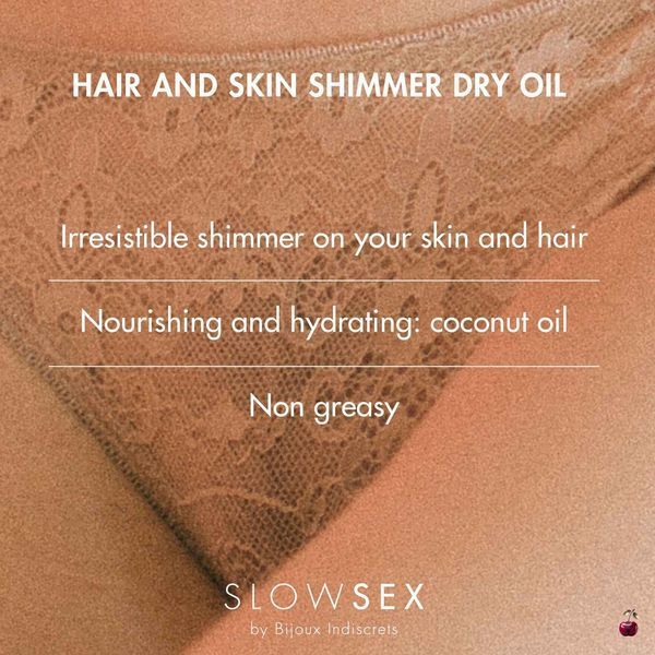 Суха олія-шимер для волосся та тіла Bijoux Indiscrets Slow Sex Hair and skin shimmer dry oil SO5899 фото