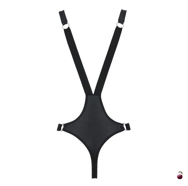 Чоловіче боді з люверсами Passion 028 HARRY S/M Black, екошкіра, на шлейках SO7556 фото