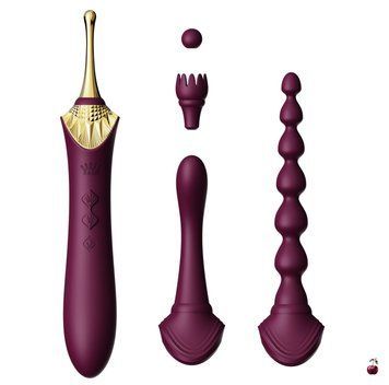 Вібратор Zalo Bess 2 Velvet Purple, мультифункціональний, з підігрівом та 4 насадками SO8237 фото