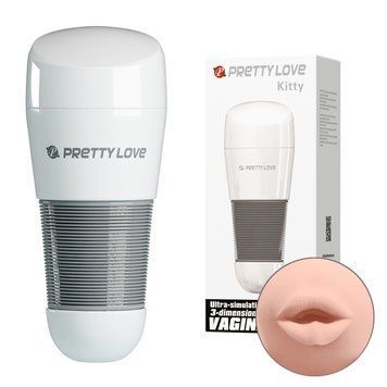 Мастурбатор рот в колбі Pretty Love Kitty, білий, 20,5 &times; 8,4 см BM-00900T49NN-2 фото