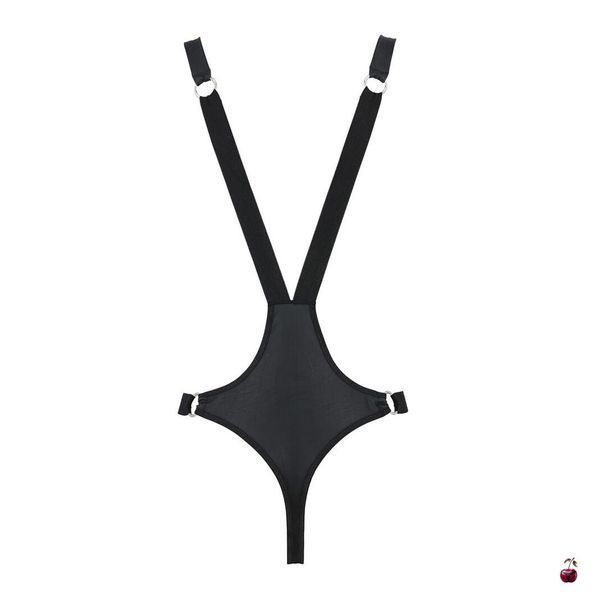 Чоловіче боді з люверсами Passion 028 HARRY XXL/XXXL Black, екошкіра, на шлейках SO7557 фото