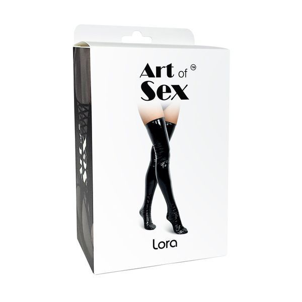 Сексуальні вінілові панчохи Art of Sex Lora, розмір L, з ефектом мокрого оксамиту SX4410 фото