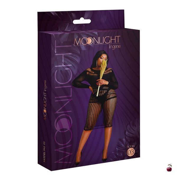 Moonlight Plus Model 03 XL-XXXL Black, сукня-бодістокінг SO8194 фото