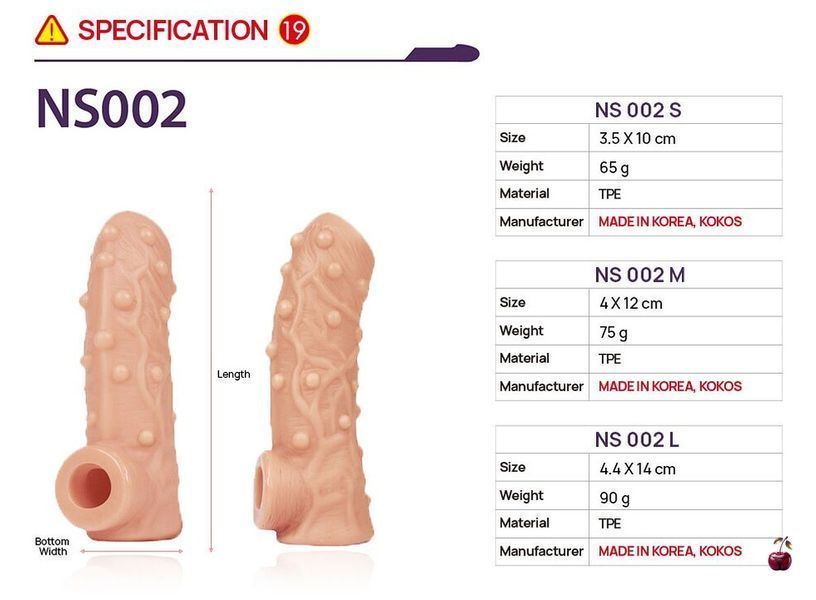 Насадка на пеніс Kokos Nude Sleeve NS 002 L, прозора SX1474 фото