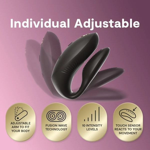 Вібратор для пар We-Vibe Chorus Pro Satin Black з пультом і додатком, чорний SNSP1SG9 фото
