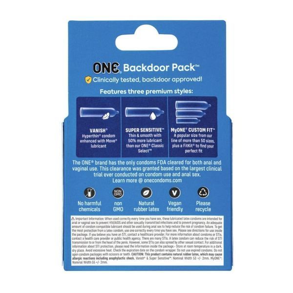 Презервативи універсальні ONE Backdoor Pack, латекс Sensatex ONE114432 фото