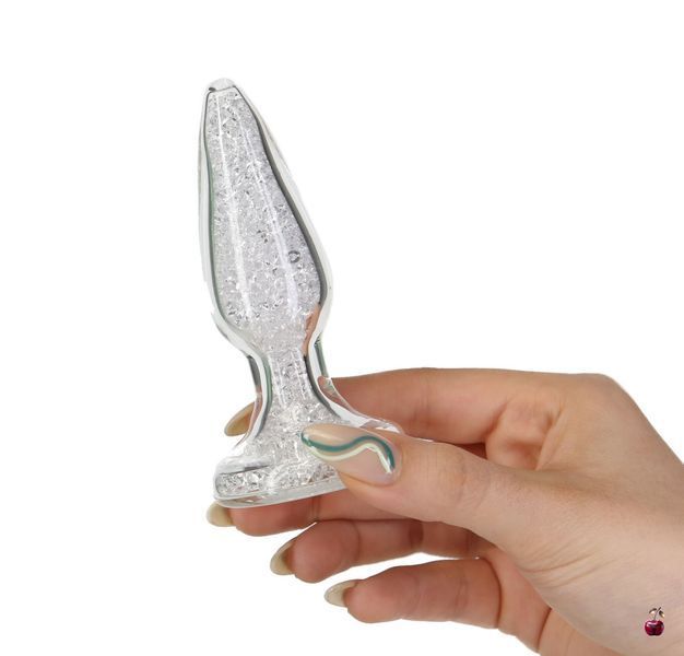 Анальна пробка Pillow Talk Fancy Luxurious Glass Anal Plug, скло, з віброкулею SO6833 фото