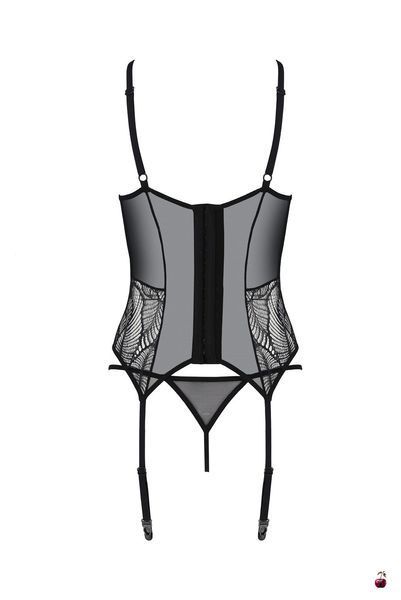 Passion LEAFA CORSET black L/XL, мереживо, затискачі SX0503 фото