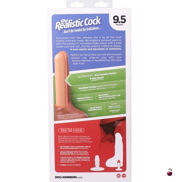 Фалоімітатор Doc Johnson The Realistic Cock ULTRASKYN Squirting 9,5 Inch Vanilla SX4465 фото