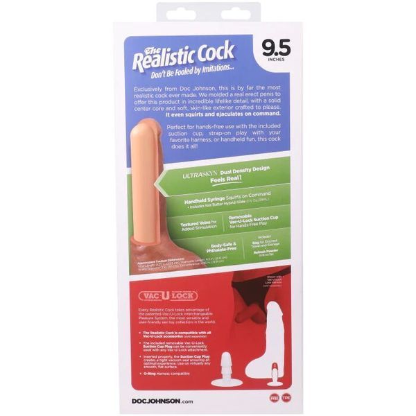 Фалоімітатор Doc Johnson The Realistic Cock ULTRASKYN Squirting 9,5 Inch Vanilla SX4465 фото