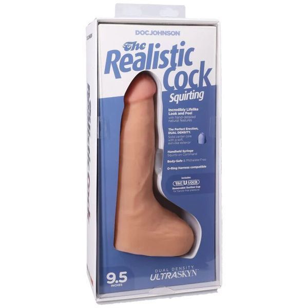 Фалоімітатор Doc Johnson The Realistic Cock ULTRASKYN Squirting 9,5 Inch Vanilla SX4465 фото