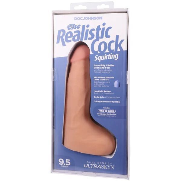 Фалоімітатор Doc Johnson The Realistic Cock ULTRASKYN Squirting 9,5 Inch Vanilla SX4465 фото
