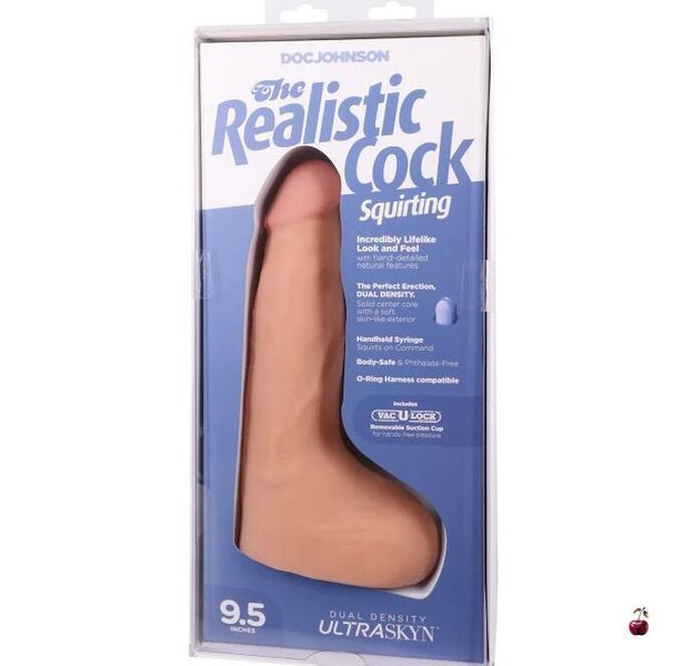 Фалоімітатор Doc Johnson The Realistic Cock ULTRASKYN Squirting 9,5 Inch Vanilla SX4465 фото