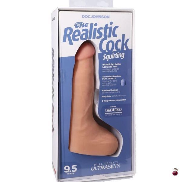 Фалоімітатор Doc Johnson The Realistic Cock ULTRASKYN Squirting 9,5 Inch Vanilla SX4465 фото