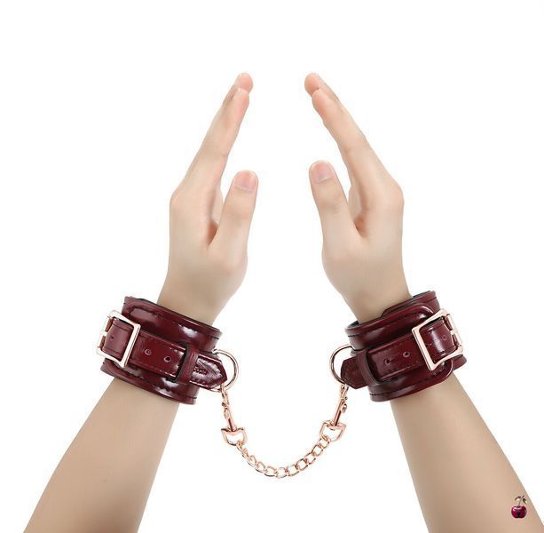 Фіксатор Liebe Seele Wine Red Wrist Cuffs, шкіряний SO9452 фото