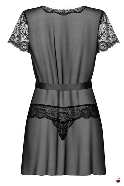 Пеньюар з трусиками Obsessive Alluria, чорний, L/XL SX1125 фото