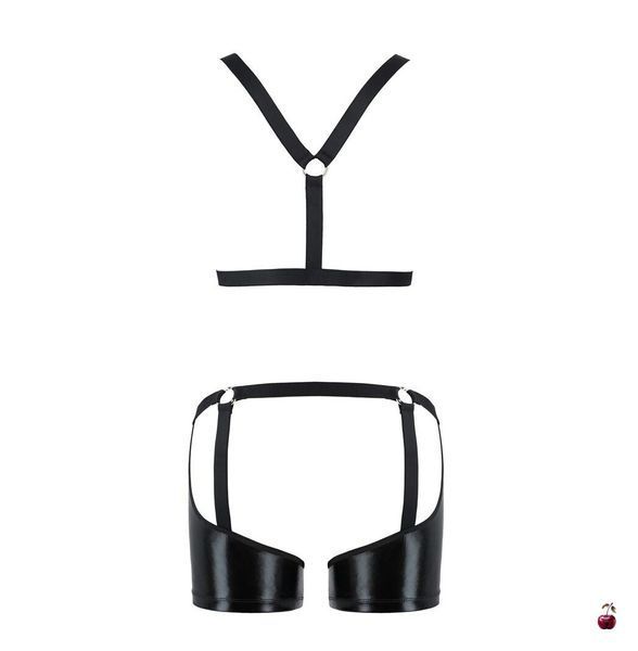 Комплект еротичної чоловічої білизни Passion 047 SET JOHN XXL/XXXL Black, труси, портупея SO7614 фото