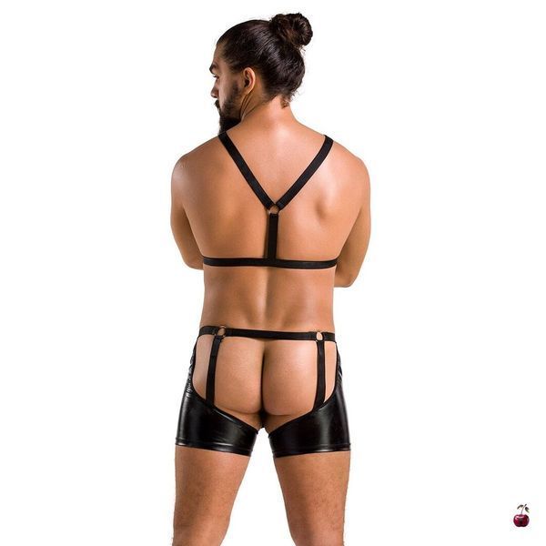 Комплект еротичної чоловічої білизни Passion 047 SET JOHN XXL/XXXL Black, труси, портупея SO7614 фото