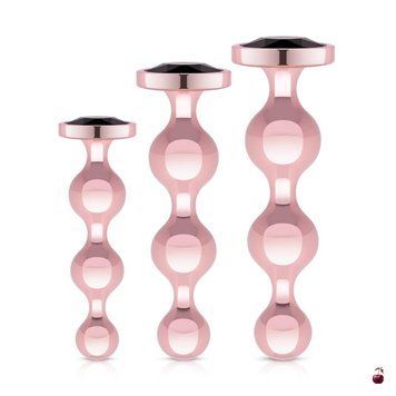 Анальні іграшки Rosy Gold Metal Butt Plug Set 3 Pieces SX3070 фото