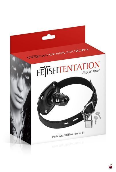Fetish Tentation Penis Gag T1, кляп з маленьким фалоімітатором та замком Кляп з фалоімітатором Fetish Tentation Penis Gag T1, TPR, з замком для чуттєвих ігор SO4040 фото