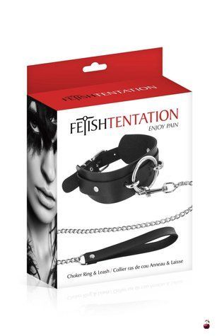 Нашийник Fetish Tentation Ring and Leash, чорний SO3731 фото
