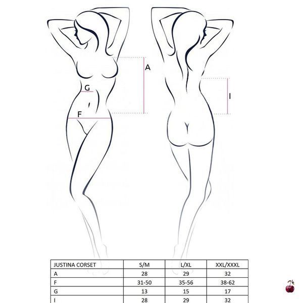 Passion JUSTINA CORSET S/M black, корсет з відкритими грудьми EL15405 фото