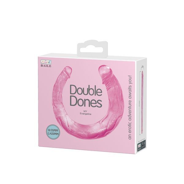 Двосторонній фалоімітатор BAILE Double Dones, рожевий, 42 &times; 3,5 см BI-040060 фото