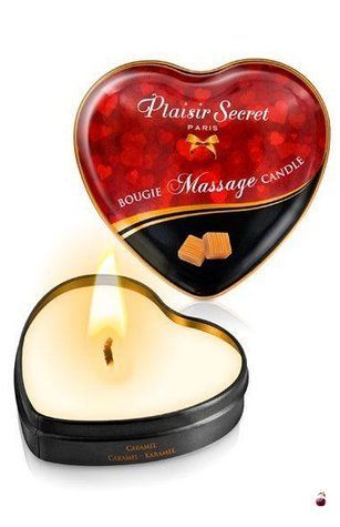 Масажна свічка-серце Plaisirs Secrets Caramel (35 мл) SO1871 фото