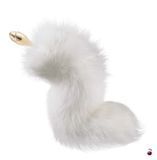 Анальна пробка з хутряним хвостом LOCKINK SEVANDA White Fox-Tail Anal Rose-shape Plug SX0866 фото